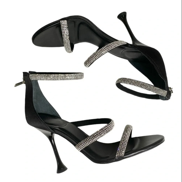 Marc Fisher LTD Carita Heeled Sandal Black with Rhinestone 7.5 - Picture 6 of 11